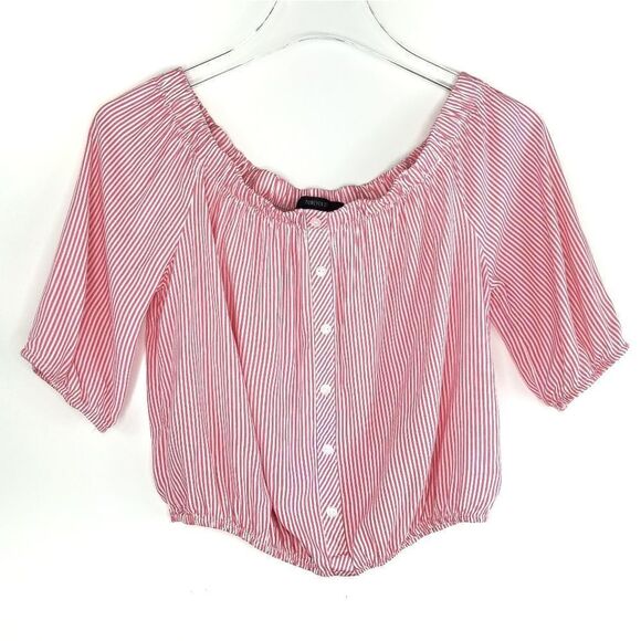 Forever 21》Candy Stripe Off The Shoulder Crop Top - Picture 3 of 10